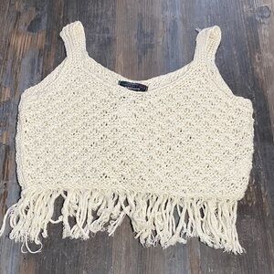 NWT Simons Ivory Crochet Knit Top